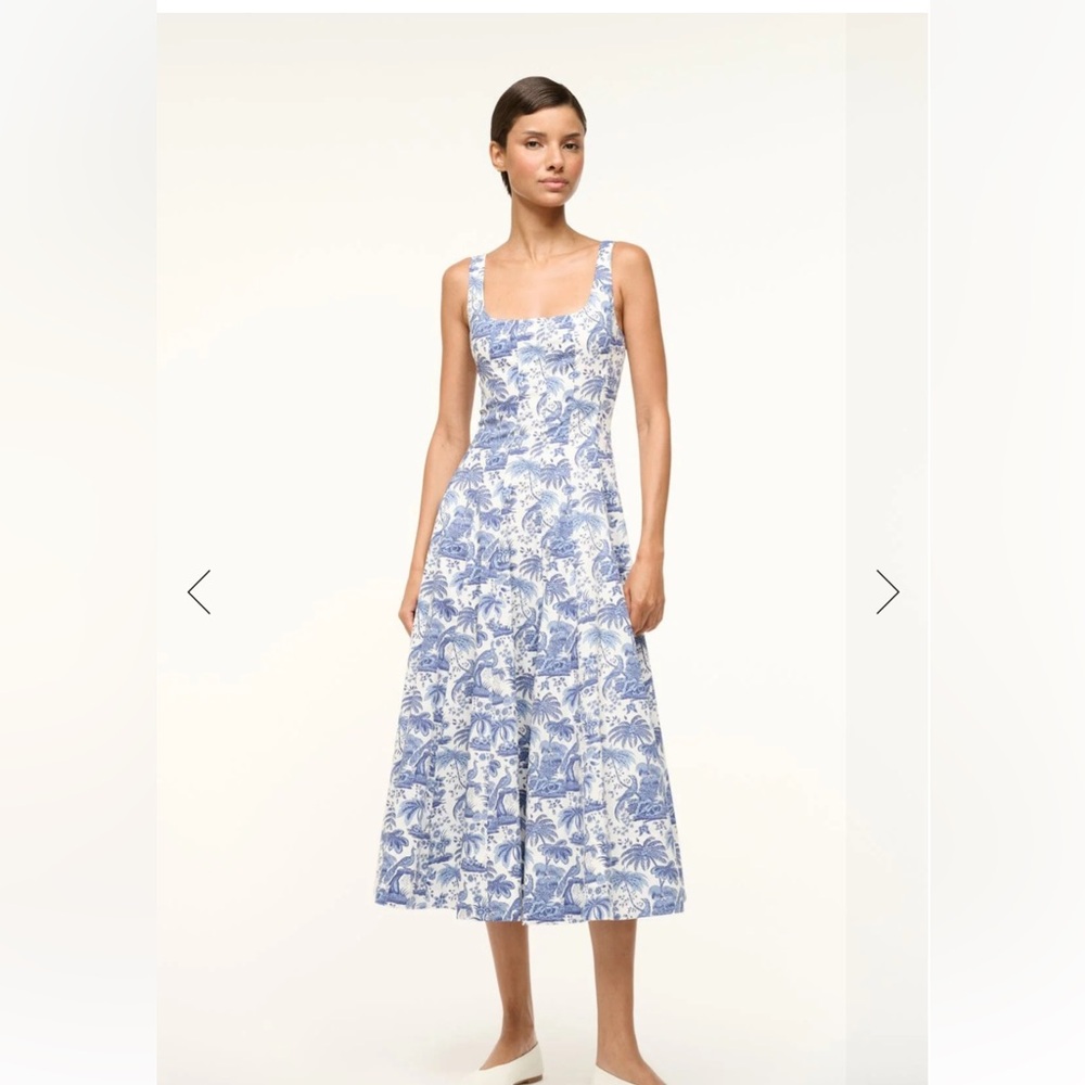Staud Wells midi dress in blue toile
